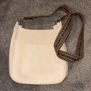 AHDORNED Chic Cream Shoulder Bag with Woven Strap